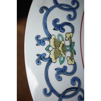 九谷 二代 上出喜山 山水楼閣図 大皿　P259 