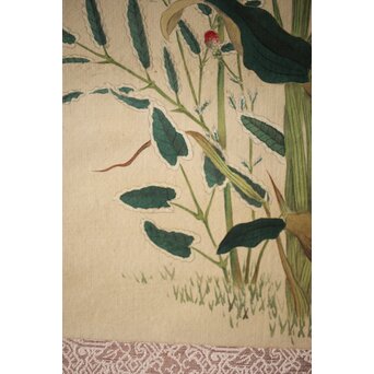 三宅竜子/三宅花圃 肉筆絹本掛軸 稲并草花之図　Z258 