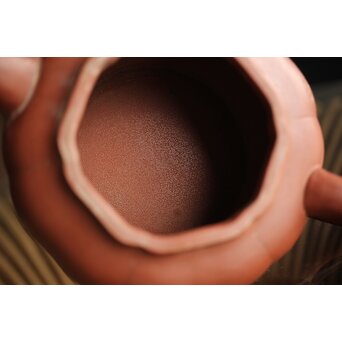 紅雨刻 漢詩梅紋朱泥急須 獅子摘 中国宜興 茶壺　P260 