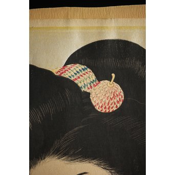 川瀬巴水 木版画【ゆく春】版木消失作品 大正14年作品 額装 Jシールワタナベ6㎜印　Z260 