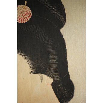 川瀬巴水 木版画【ゆく春】版木消失作品 大正14年作品 額装 Jシールワタナベ6㎜印　Z260 