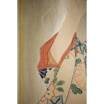 川瀬巴水 木版画【ゆく春】版木消失作品 大正14年作品 額装 Jシールワタナベ6㎜印　Z260 