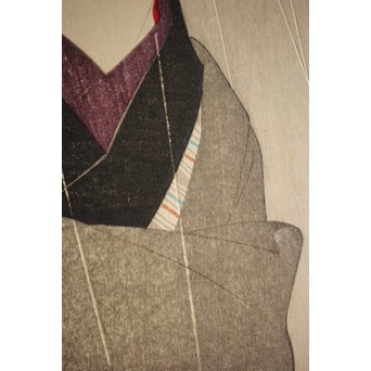 伊東深水 木版画【時雨】 Z261 