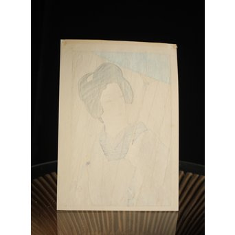 伊東深水 木版画【時雨】 Z261 