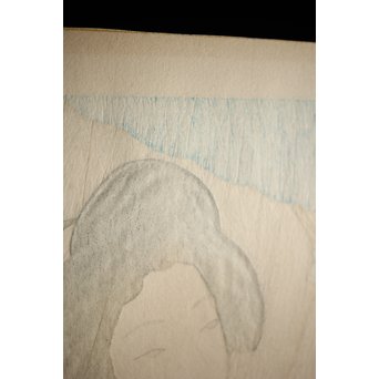 伊東深水 木版画【時雨】 Z261 