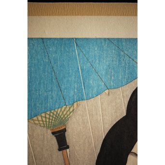 伊東深水 木版画【時雨】 Z261 