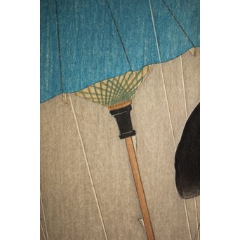 伊東深水 木版画【時雨】 Z261 