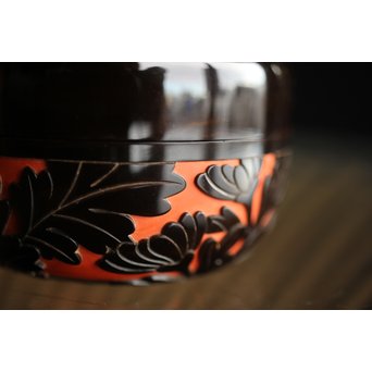 堆朱楊成 菊桐 彫漆堆漆棗　Q280 