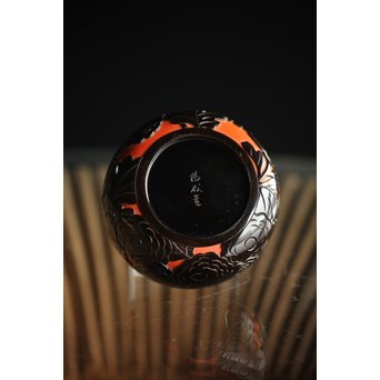 堆朱楊成 菊桐 彫漆堆漆棗　Q280 