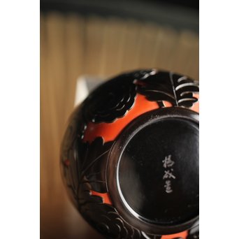 堆朱楊成 菊桐 彫漆堆漆棗　Q280 