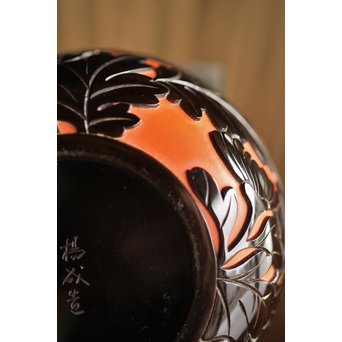 堆朱楊成 菊桐 彫漆堆漆棗　Q280 