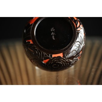 堆朱楊成 菊桐 彫漆堆漆棗　Q280 