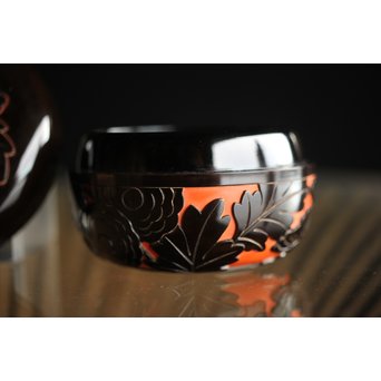 堆朱楊成 菊桐 彫漆堆漆棗　Q280 