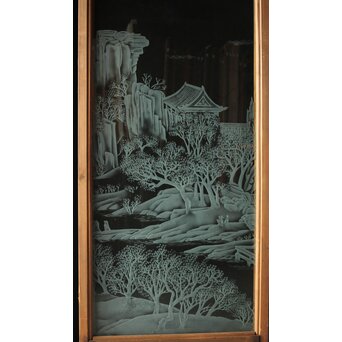 サンドブラストガラス 山水ガラス　GD0070