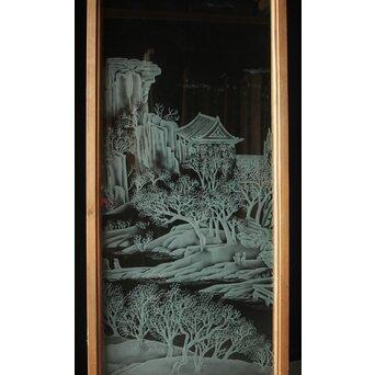 サンドブラストガラス 山水ガラス　GD0070 