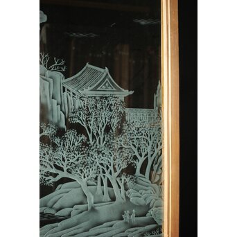 サンドブラストガラス 山水ガラス　GD0070 