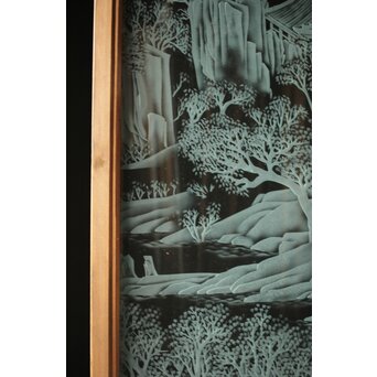 サンドブラストガラス 山水ガラス　GD0070 