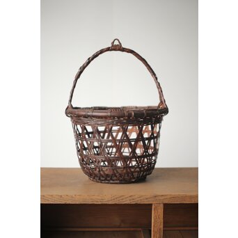 竹心斎 柳里恭式 竹釣籃/竹籠　U255 