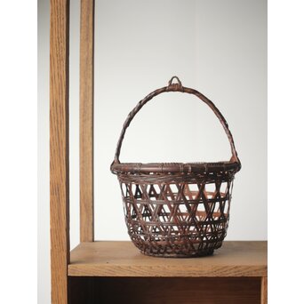 竹心斎 柳里恭式 竹釣籃/竹籠　U255