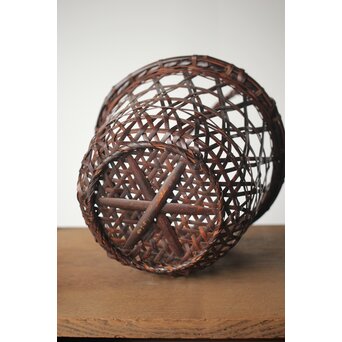 竹心斎 柳里恭式 竹釣籃/竹籠　U255 