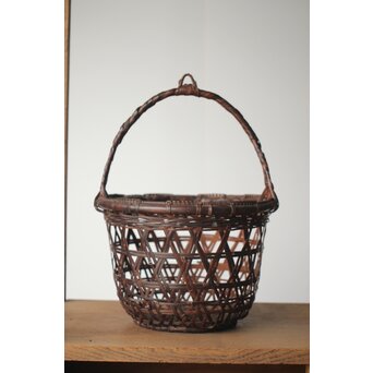 竹心斎 柳里恭式 竹釣籃/竹籠　U255 