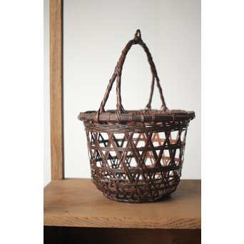 竹心斎 柳里恭式 竹釣籃/竹籠　U255 