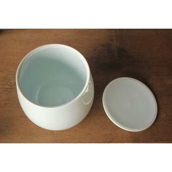 人間国宝 井上萬二 白磁水指 共箱　P262 