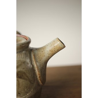 人間国宝 島岡達三 益子象嵌縄文 急須/汲出/湯呑/茶器揃　P263 