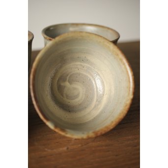 人間国宝 島岡達三 益子象嵌縄文 急須/汲出/湯呑/茶器揃　P263 