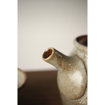 人間国宝 島岡達三 益子象嵌縄文 急須/汲出/湯呑/茶器揃　P263 