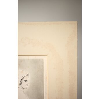 舟越保武 婦人像 エッチング/リトグラフ 額装　Z262 