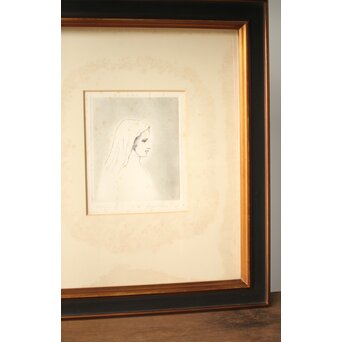 舟越保武 婦人像 エッチング/リトグラフ 額装　Z262 