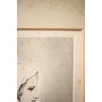 舟越保武 婦人像 エッチング/リトグラフ 額装　Z262 