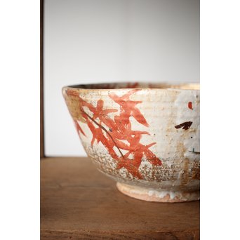 北大路魯山人写 雲錦手 桜 紅葉 大菓子鉢 鑓水焼　P264　 