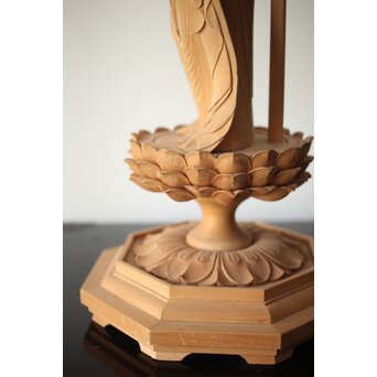 松下武雄作 観音立像 仏教美術彩色木彫　X310 