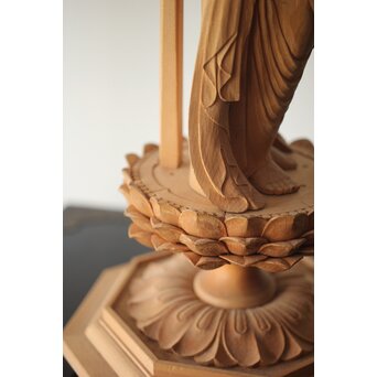 松下武雄作 観音立像 仏教美術彩色木彫　X310 