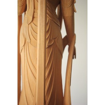 松下武雄作 観音立像 仏教美術彩色木彫　X310 