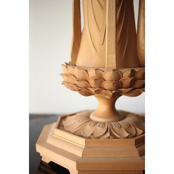 松下武雄作 観音立像 仏教美術彩色木彫　X310 