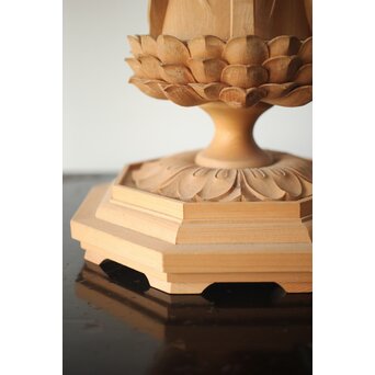 松下武雄作 観音立像 仏教美術彩色木彫　X310 