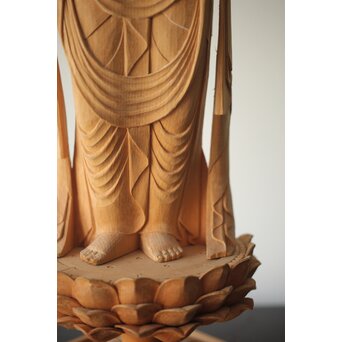 松下武雄作 観音立像 仏教美術彩色木彫　X310 