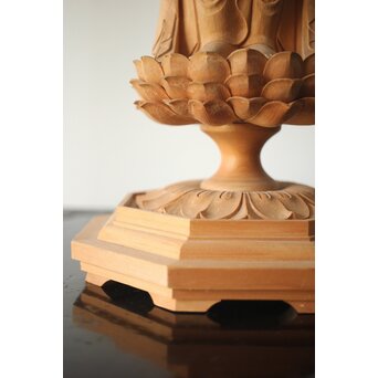 松下武雄作 観音立像 仏教美術彩色木彫　X310 