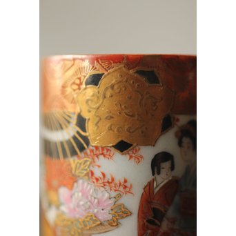 鏑木製 九谷 毛筆彩色 茶巾筒　P265 