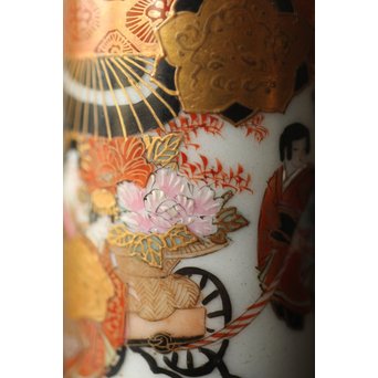 鏑木製 九谷 毛筆彩色 茶巾筒　P265 