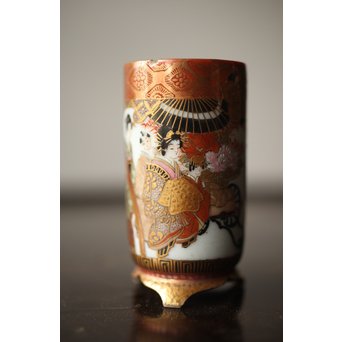 鏑木製 九谷 毛筆彩色 茶巾筒　P265 