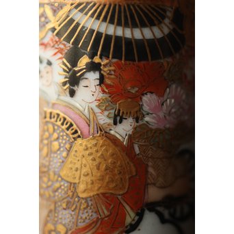 鏑木製 九谷 毛筆彩色 茶巾筒　P265 