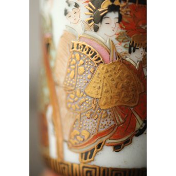 鏑木製 九谷 毛筆彩色 茶巾筒　P265 