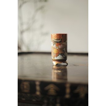 鏑木製 九谷 毛筆彩色 茶巾筒　P265