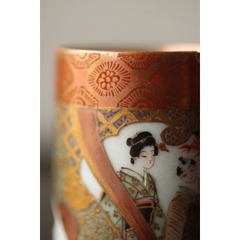 鏑木製 九谷 毛筆彩色 茶巾筒　P265 