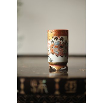 鏑木製 九谷 毛筆彩色 茶巾筒　P265 