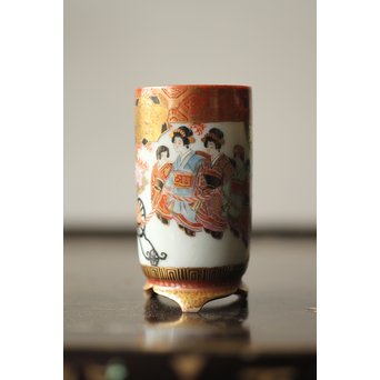 鏑木製 九谷 毛筆彩色 茶巾筒　P265 